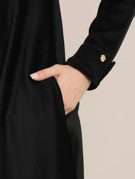 Black Maternity Winter Maxi Dress with Cropped Shrug & Belt