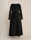 Black Maternity Winter Maxi Dress with Cropped Shrug & Belt