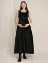 Black Maternity Winter Maxi Dress with Cropped Shrug & Belt