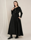 Black Maternity Winter Maxi Dress with Cropped Shrug & Belt