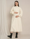 Cream Maternity Winter Midi Dress with Cropped Sweater