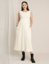 Cream Maternity Winter Midi Dress with Cropped Sweater