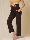 Maternity Wide-Leg Pants (French Terry Lined) - Brown