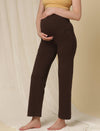 Maternity Wide-Leg Pants (French Terry Lined) - Brown