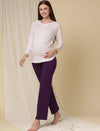 Maternity Wide-Leg Pants (French Terry Lined) - Purple