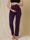 Maternity Wide-Leg Pants (French Terry Lined) - Purple
