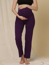 Maternity Wide-Leg Pants (French Terry Lined) - Purple