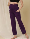 Maternity Wide-Leg Pants (French Terry Lined) - Purple