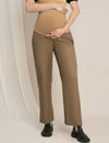 Maternity Winter Wide-Leg Woolen Pants - Beige