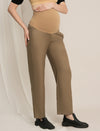 Maternity Winter Wide-Leg Woolen Pants - Beige