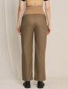 Maternity Winter Wide-Leg Woolen Pants - Beige