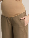 Maternity Winter Wide-Leg Woolen Pants - Beige