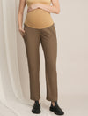 Maternity Winter Straight-Fit Wool Pants - Beige
