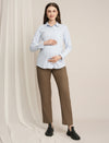 Maternity Winter Straight-Fit Wool Pants - Beige