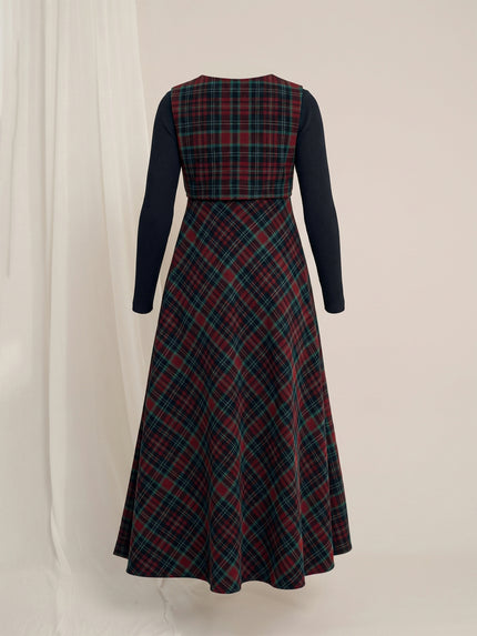 Maternity Woolen Maxi Dress & Vest Coat Set