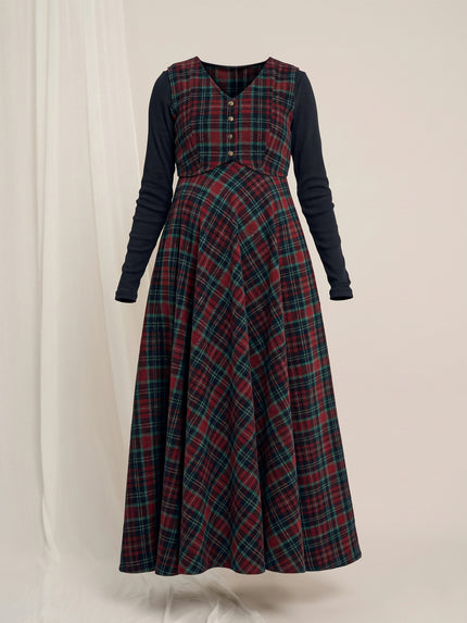 Maternity Woolen Maxi Dress & Vest Coat Set