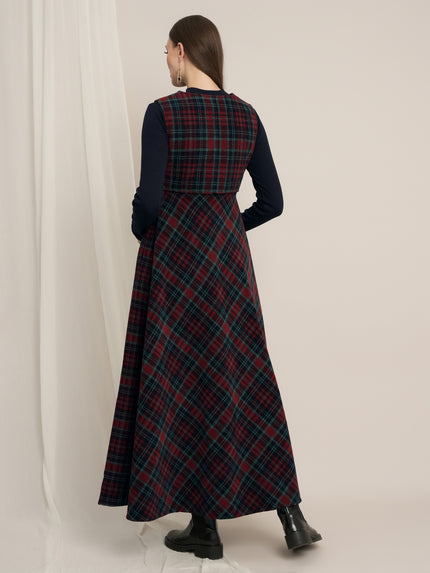 Maternity Woolen Maxi Dress & Vest Coat Set