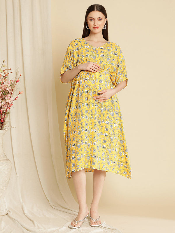 Pregnancy Yellow Kaftan Dress