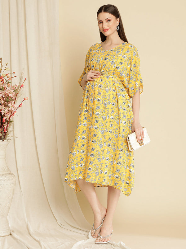 Pregnancy Yellow Kaftan Dress