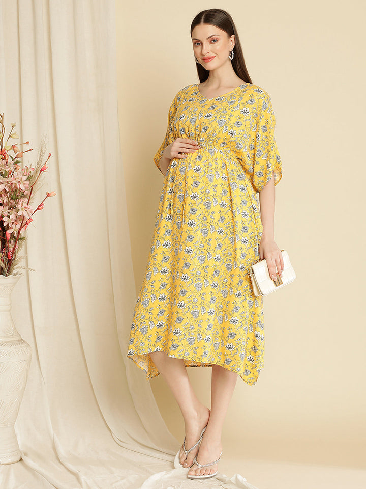 Pregnancy Yellow Kaftan Dress