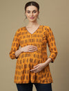 Maternity Yellow Short Cotton Kurti Tunic Top