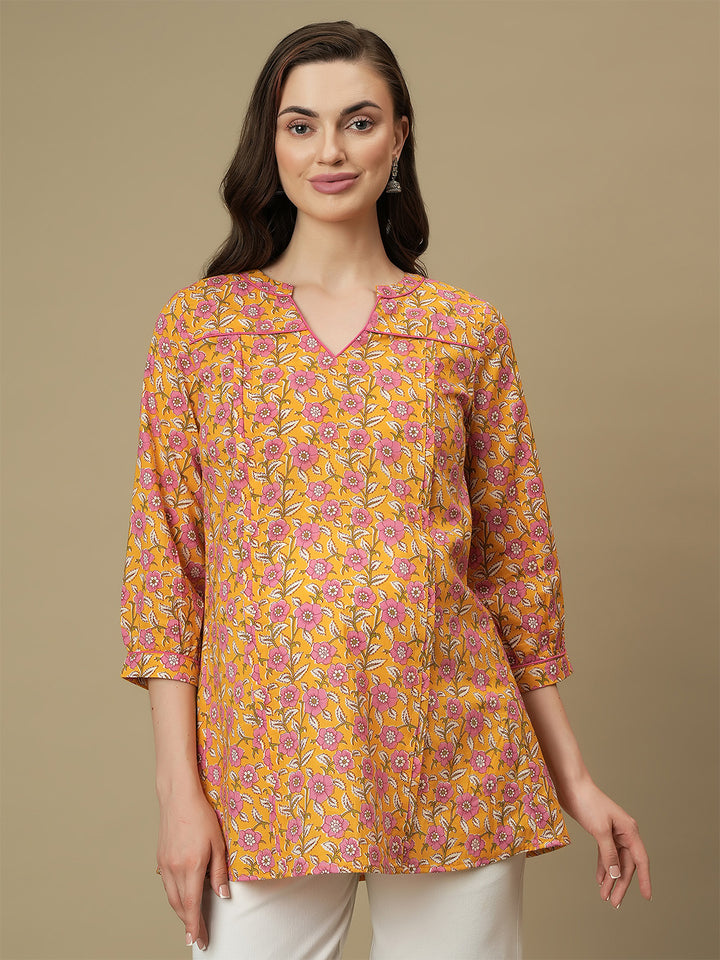 Maternity Yellow Short Kurti Tunic Top