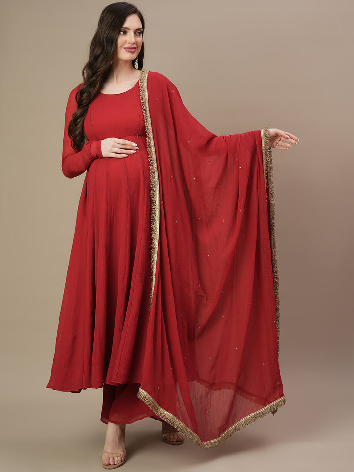 3pc. Maternity Anarkali Kurta with Palazzo Set