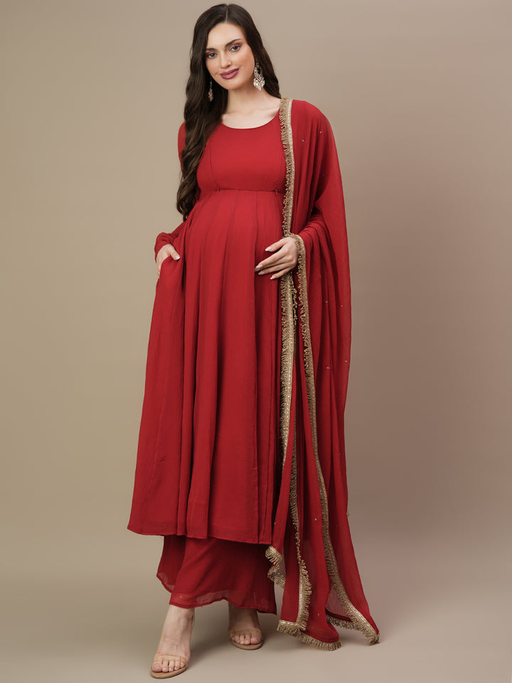 3pc. Maternity Anarkali Kurta with Palazzo Set