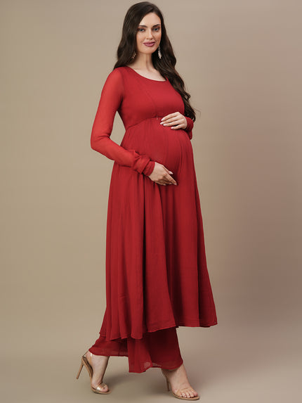 3pc. Maternity Anarkali Kurta with Palazzo Set