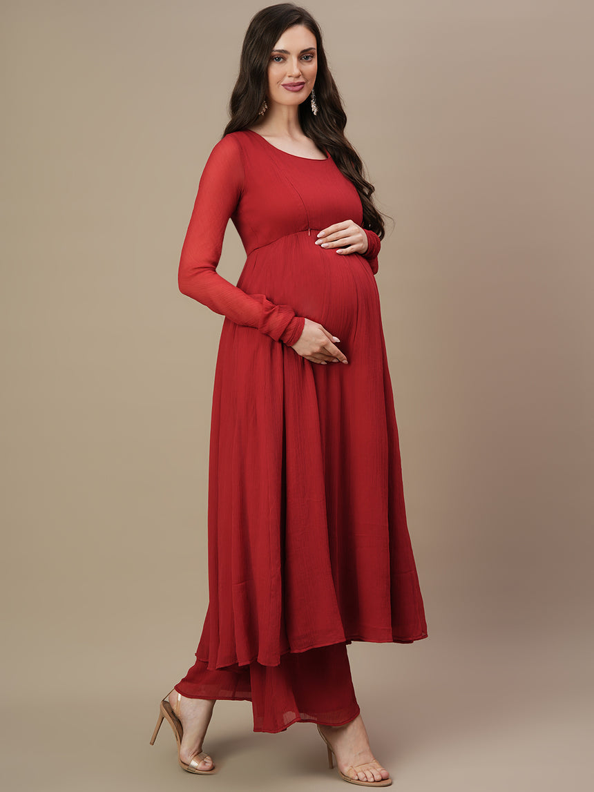 3pc. Maternity Anarkali Kurta with Palazzo Set