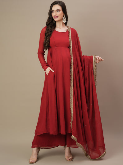3pc. Maternity Anarkali Kurta with Palazzo Set