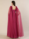 Mauve Maternity Baby Shower Photoshoot Gown with Cape Sleeves