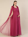 Mauve Maternity Baby Shower Photoshoot Gown with Cape Sleeves