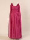 Mauve Maternity Baby Shower Photoshoot Gown with Cape Sleeves