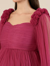 Mauve Maternity Baby Shower Photoshoot Gown with Cape Sleeves