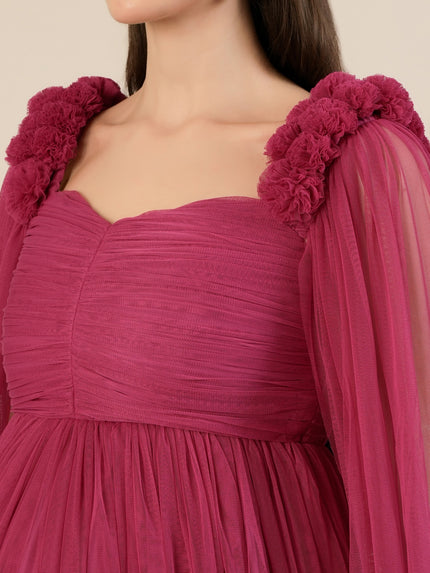 Mauve Maternity Baby Shower Photoshoot Gown with Cape Sleeves