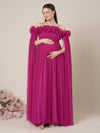 Mauve Maternity Baby Shower Photoshoot Gown with Detachable Sleeves