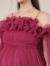 Mauve Maternity Baby Shower Photoshoot Gown with Detachable Sleeves