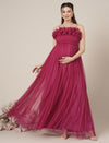 Mauve Maternity Baby Shower Photoshoot Gown with Detachable Sleeves
