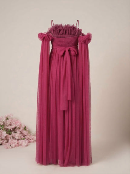 Mauve Maternity Baby Shower Photoshoot Gown with Detachable Sleeves