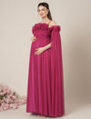 Mauve Maternity Baby Shower Photoshoot Gown with Detachable Sleeves