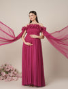 Mauve Maternity Baby Shower Photoshoot Gown with Detachable Sleeves