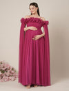 Mauve Maternity Baby Shower Photoshoot Gown with Detachable Sleeves