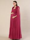 Mauve Ruffle Maternity Maxi Party Gown Dress