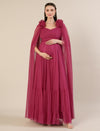 Mauve Ruffle Maternity Maxi Party Gown Dress