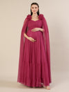 Mauve Ruffle Maternity Maxi Party Gown Dress