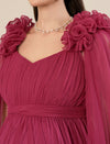 Mauve Ruffle Maternity Maxi Party Gown Dress