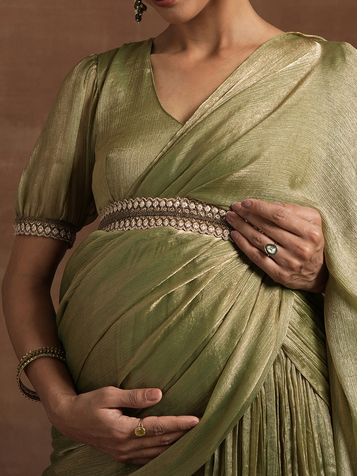Metallic Green Maternity Saree Dress