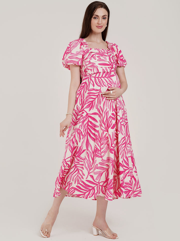 Midi Pink Maternity Dress