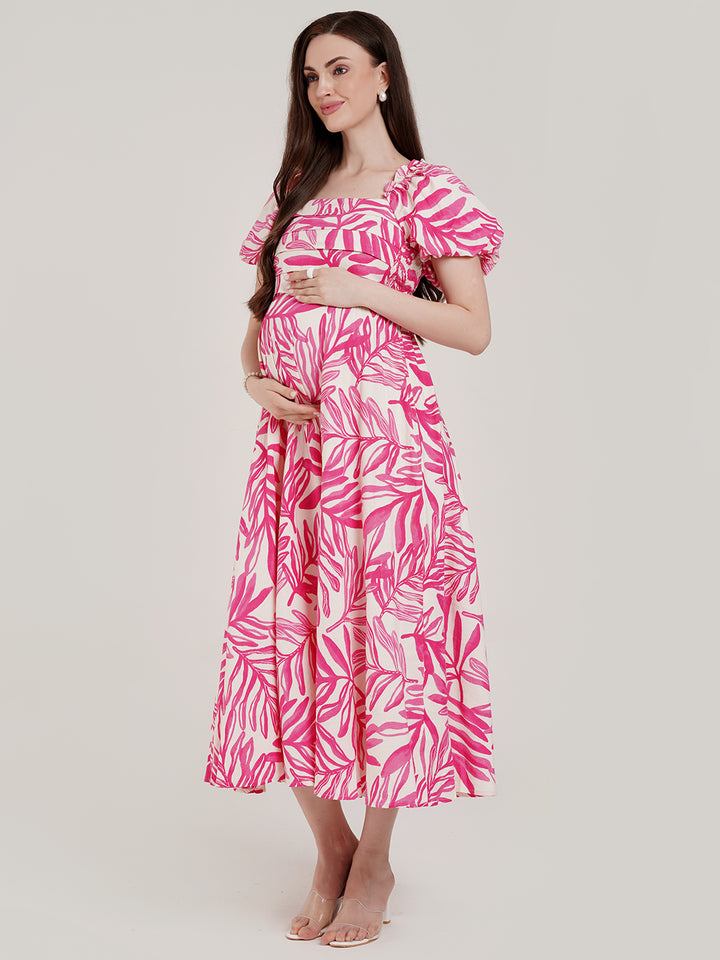 Midi Pink Maternity Dress